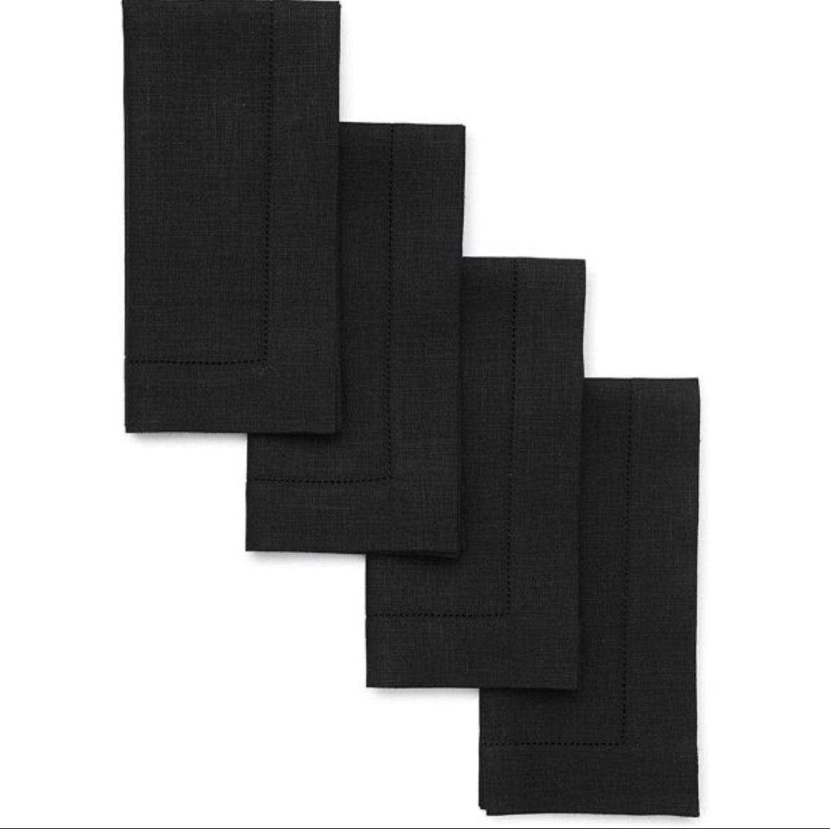 100- 20”x20” black hemstitch linen napkins