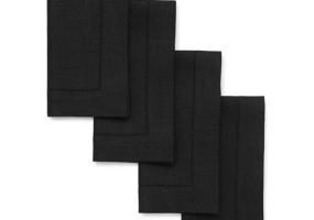 100- 20”x20” black hemstitch linen napkins