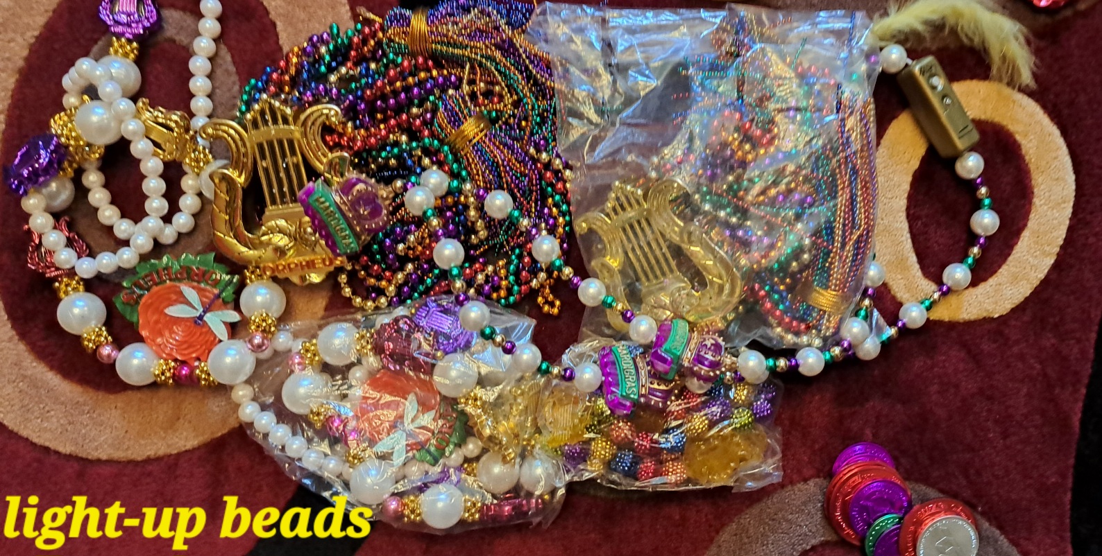 Mardi Gras Party - Large Lot Beads, Parasols