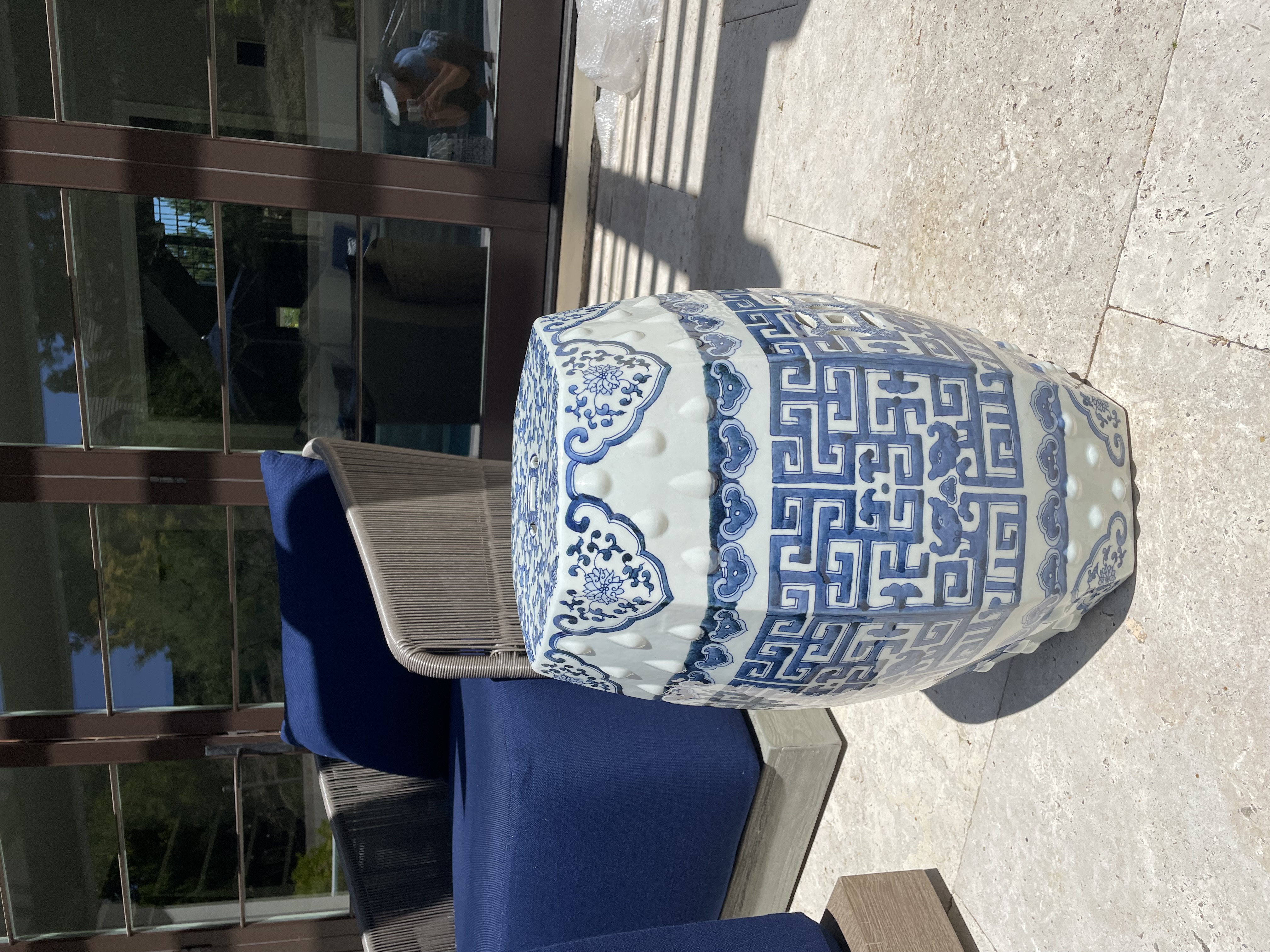 Blue and Whit Garden Seat