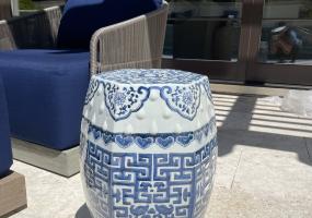 Blue and Whit Garden Seat